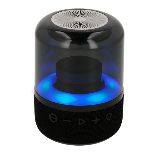Bocina Bluetooth pórtátil. Incluye sonido estéreo con luz RGB de 7 colores LED, entrada de auxiliar, cargador tipo DC 5V (incluido), entrada de tarjeta TF y potencia de 8W. NEGRO