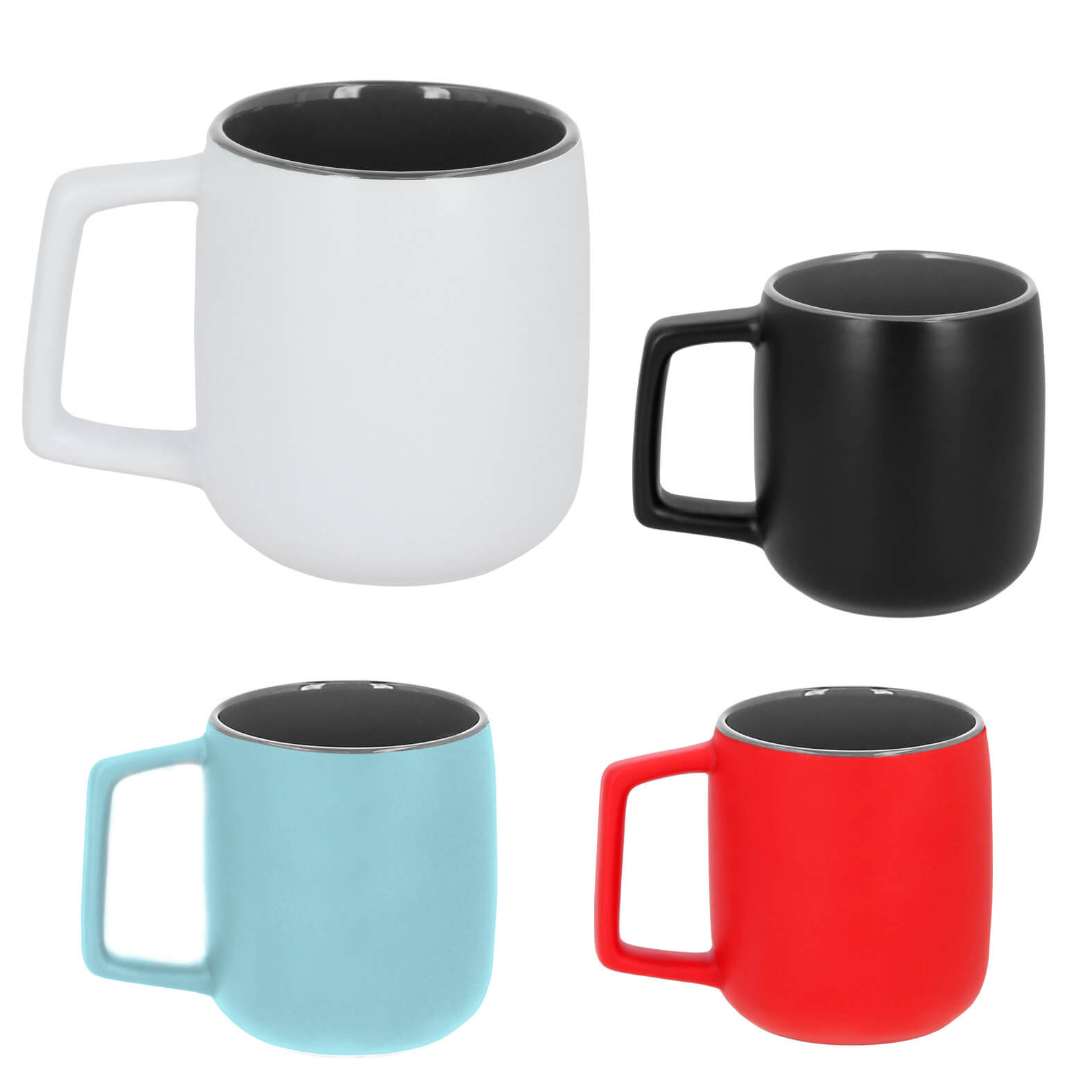 Taza de cerámica con acabado mate y asa rectangular. AZUL