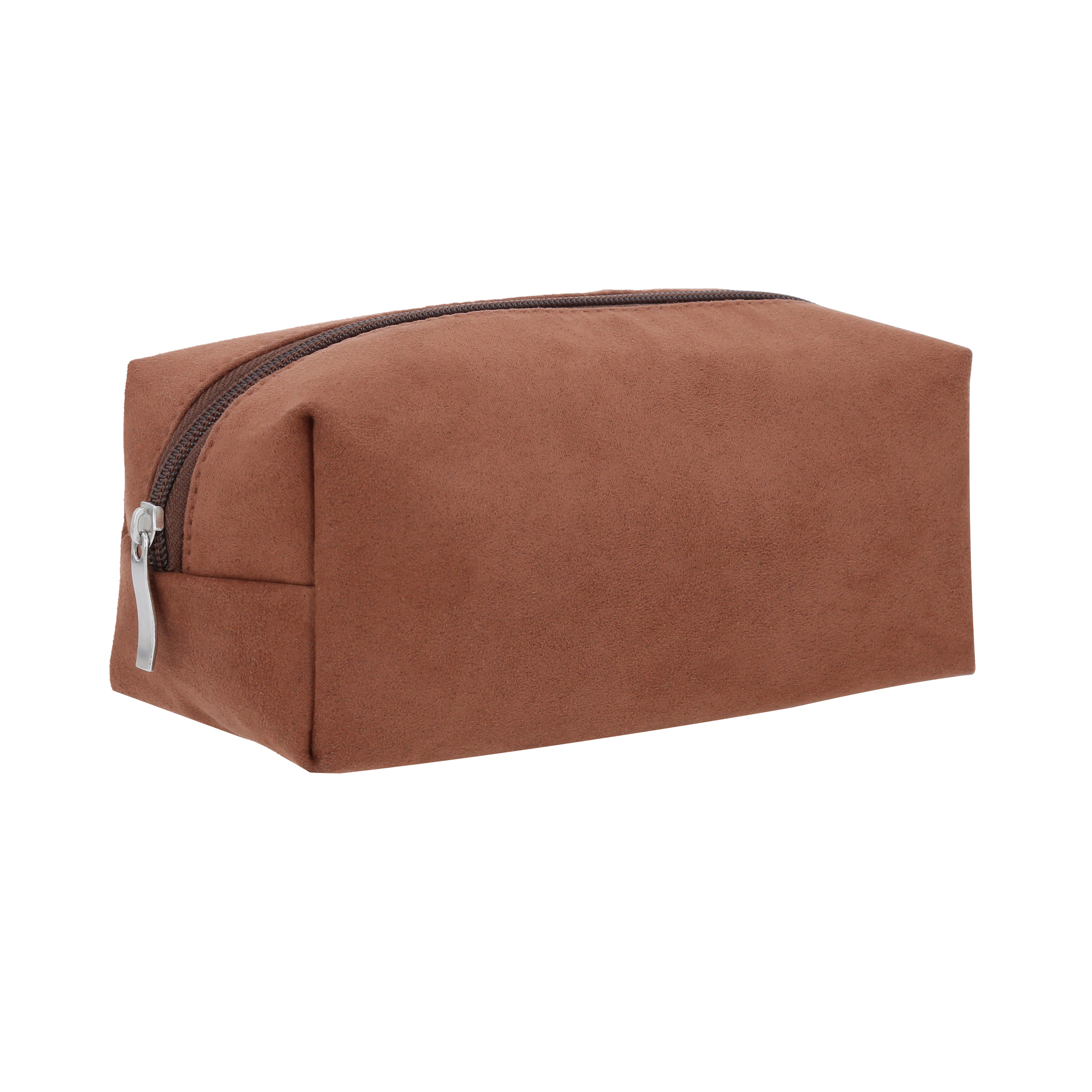 Cosmetiquera de gamuza con cierre. CAFE