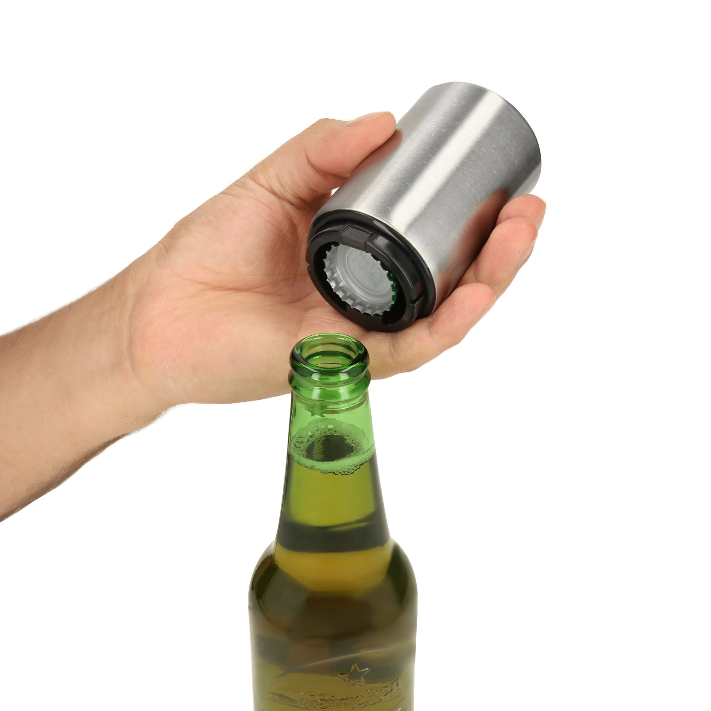 Destapador metálico a presión. PLATA