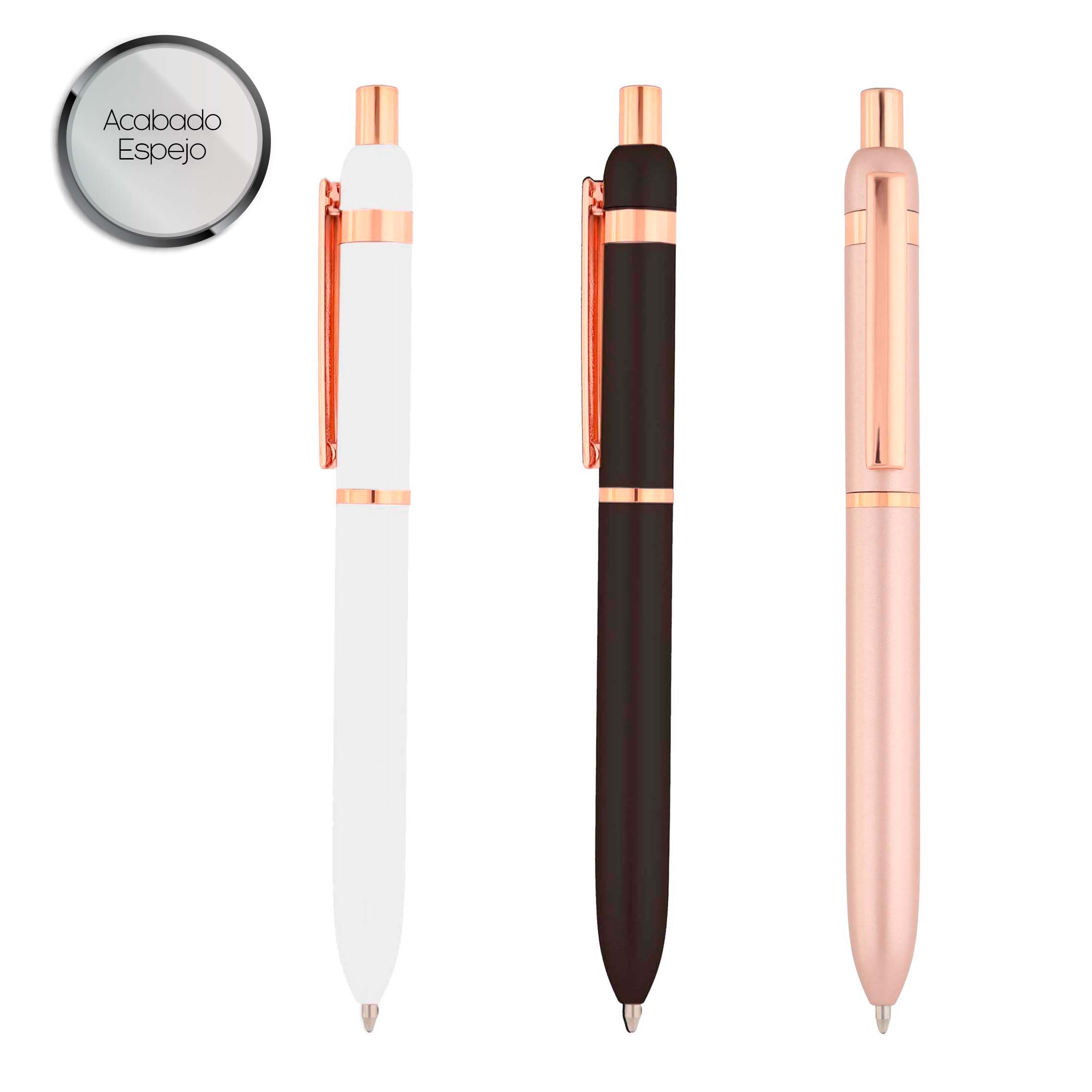 Bolígrafo metálico con mecanismo retráctil y clip. BLANCO