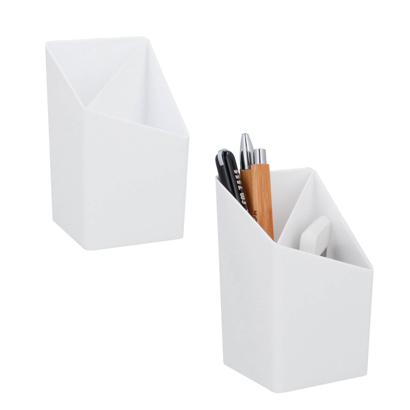 Organizador de escritorio con dos compartimentos. BLANCO