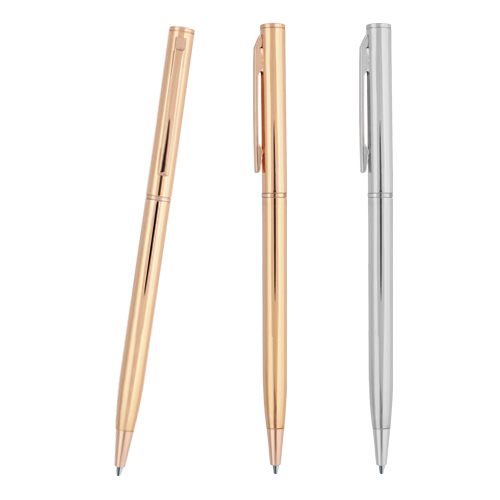 Bolígrafo de aluminio con clip y mecanismo retráctil. PLATA