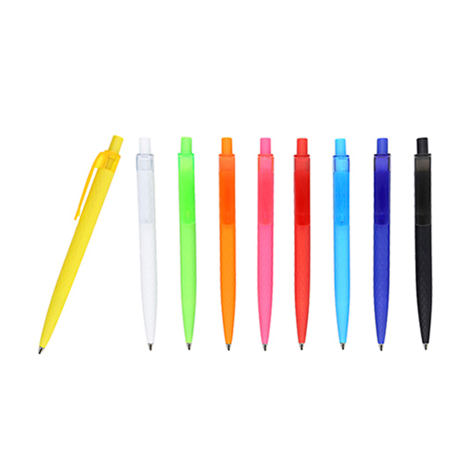 Bolígrafo de plástico con clip transparente y mecanismo de click. AMARILLO