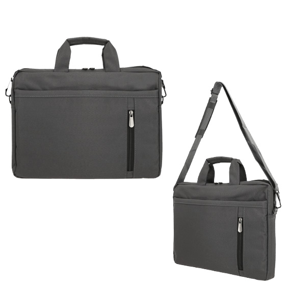 Maletin ejecutivo con bolsa principal acolchada para laptop max. de 16 pulgadas. dos compartimentos de cierre y correa ajustable al hombro. GRIS