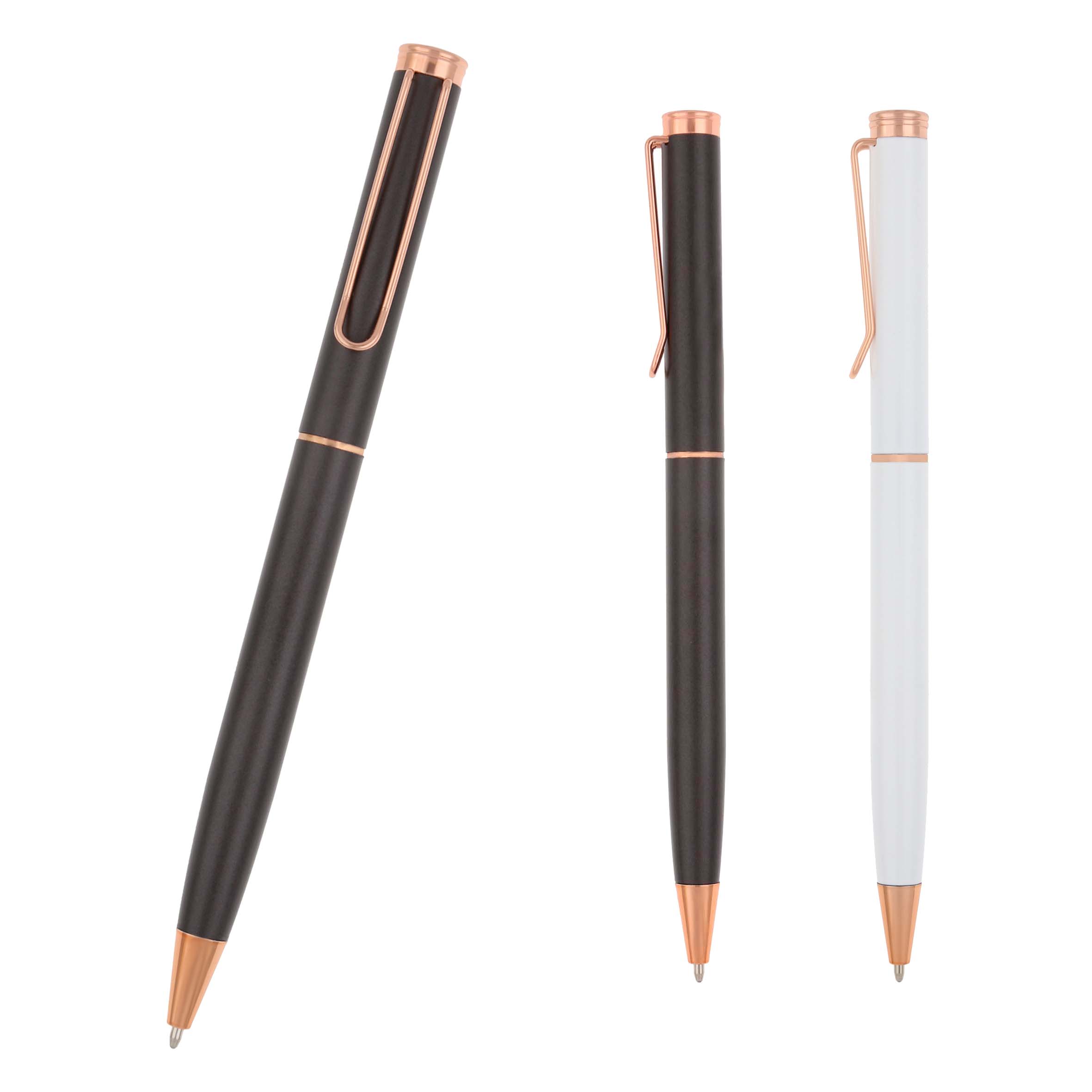 Bolígrafo metálico con mecanismo retráctil. BLANCO