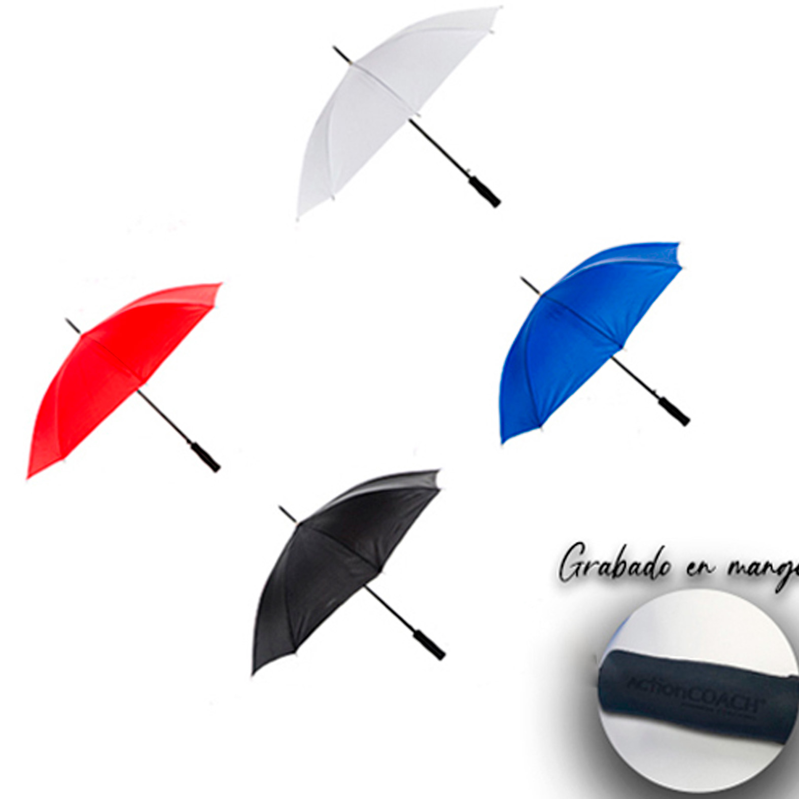 Paraguas con apertura automática, 8 gajos y mango de eva. Incluye funda. AZUL