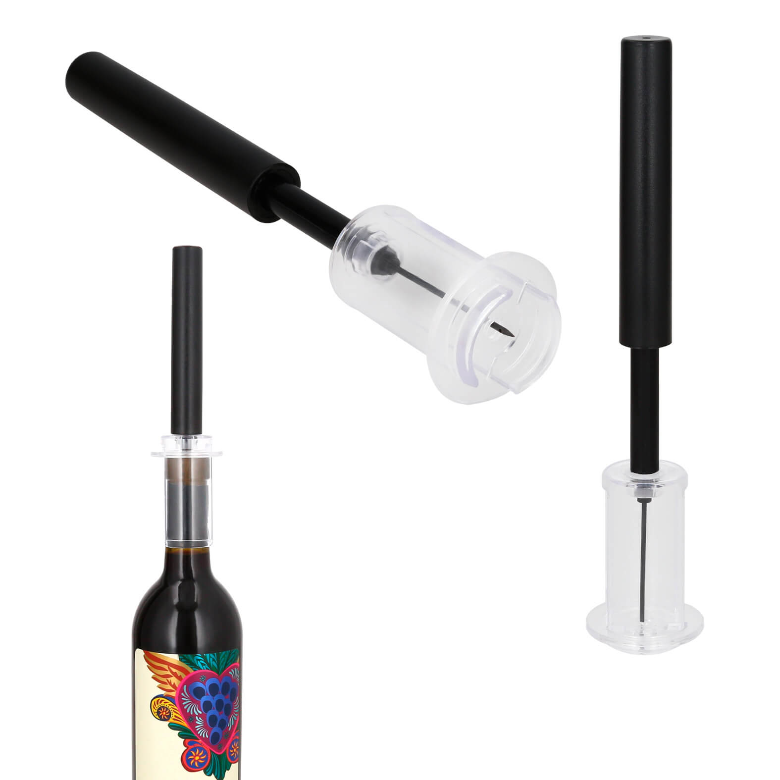 Sacacorchos manual de plástico. NEGRO