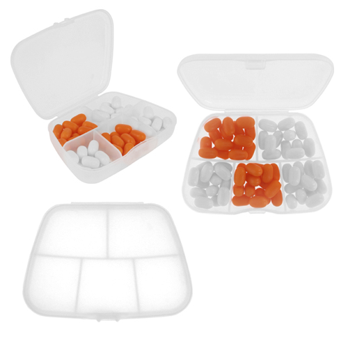 Pastillero de plástico con broche y 5 compartimentos. TRANSPARENTE
