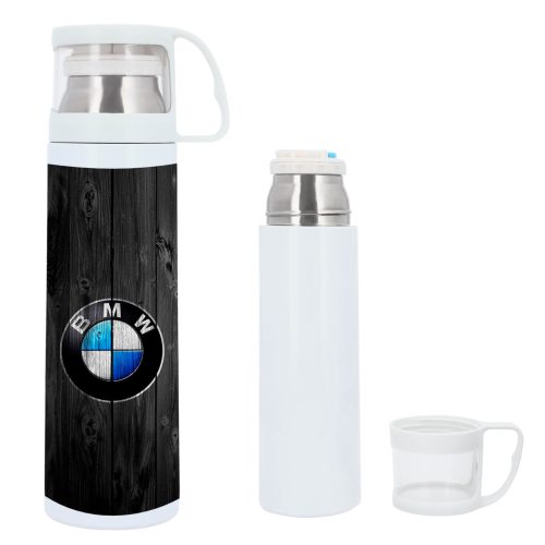 Termo sublimable de acero inoxidable insulado al vacío. Incluye tapa que sirve como taza. BLANCO