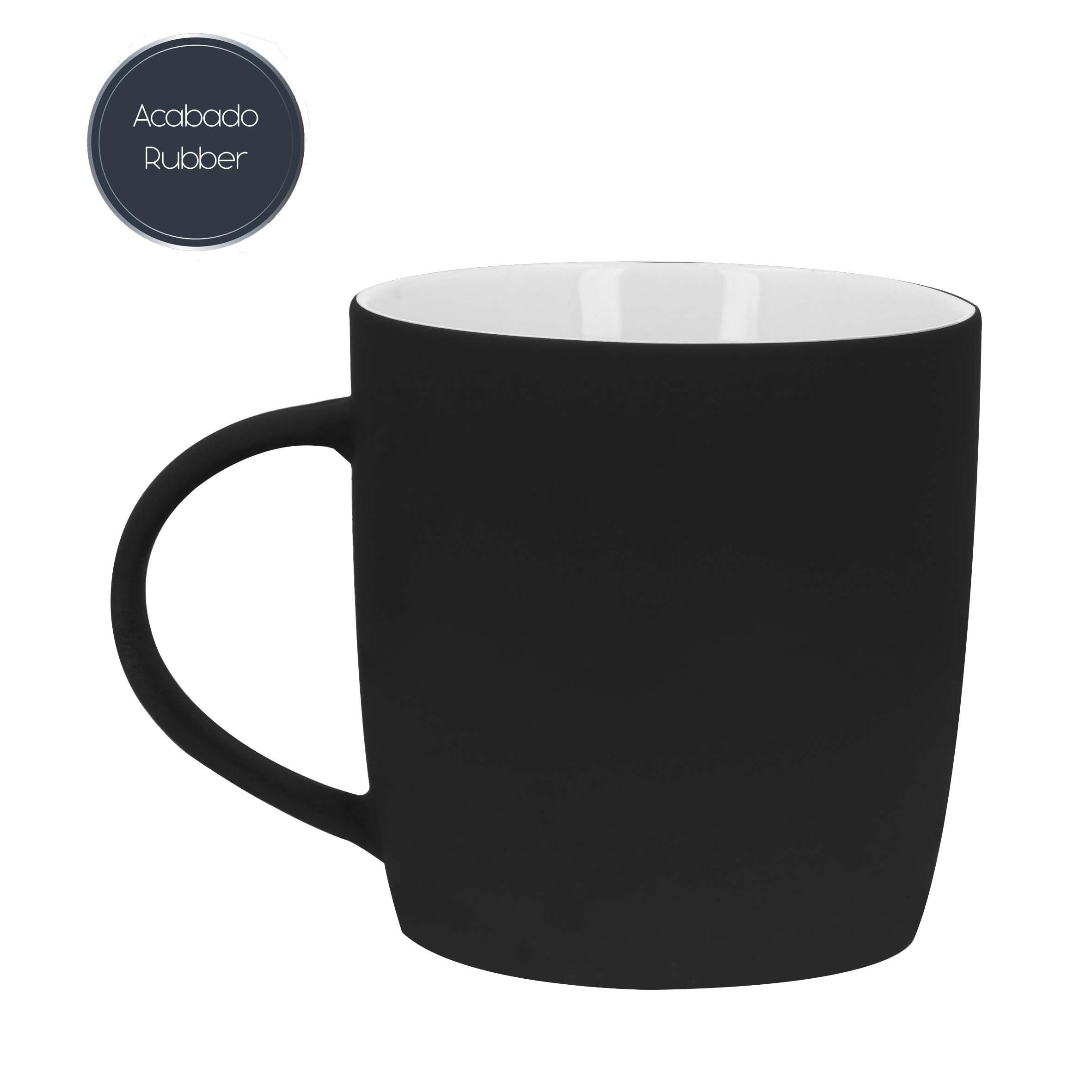 Taza de cerámica con acabado rubber. NEGRO
