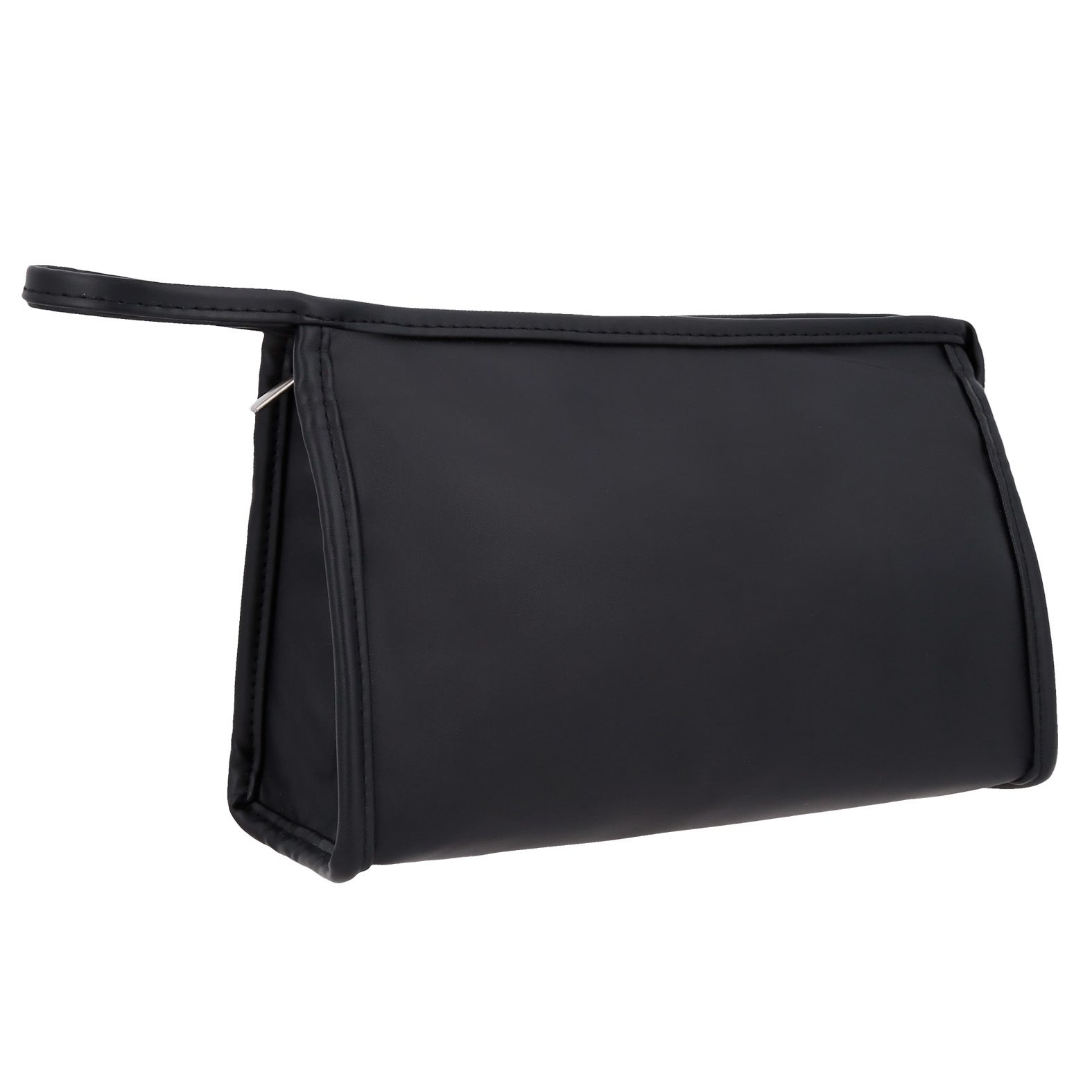 Cosmetiquera con forro. Cuenta con cierre superior y dos compartimentos interiores de malla. NEGRO