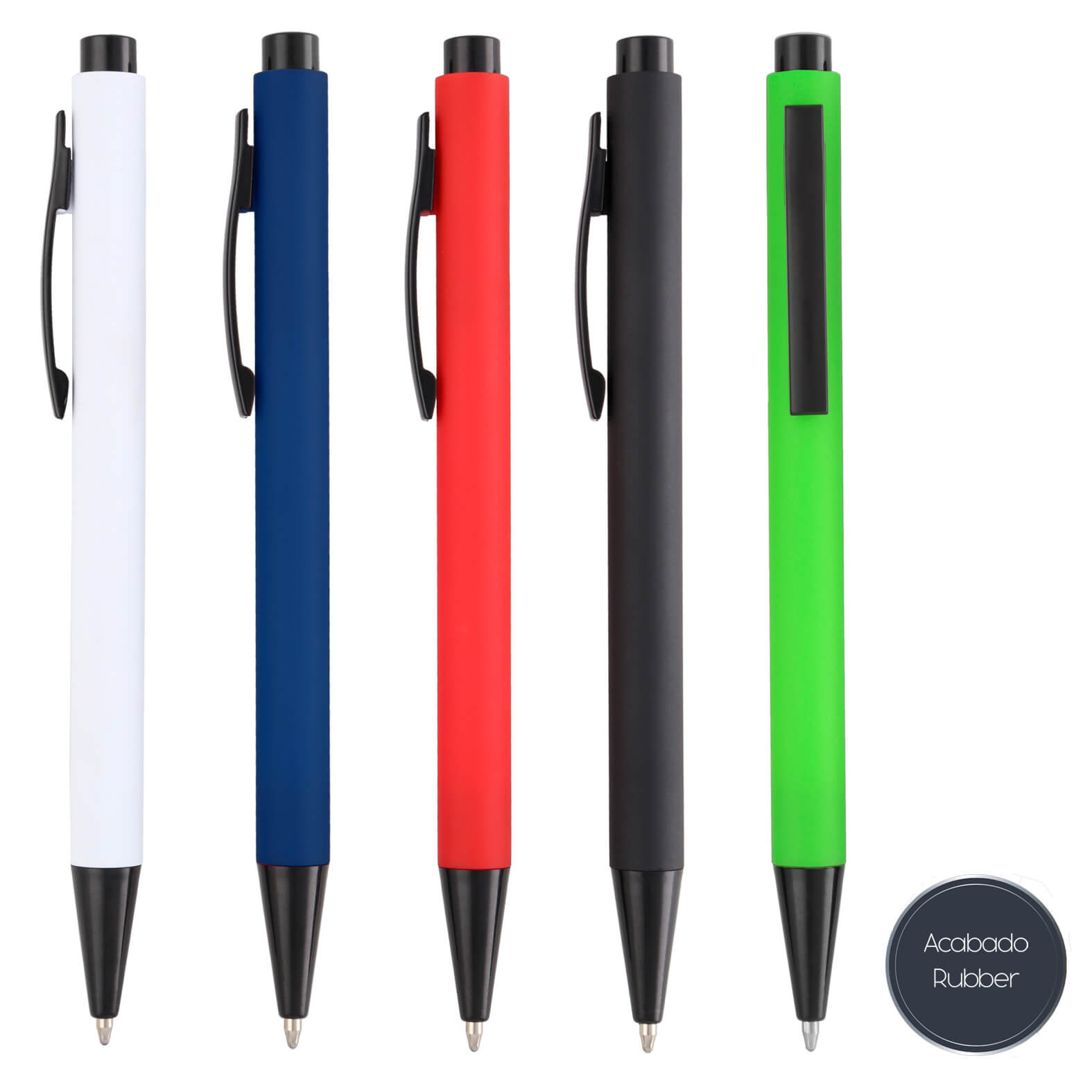 Bolígrafo de plástico con acabado rubber y mecanismo de click. AZUL