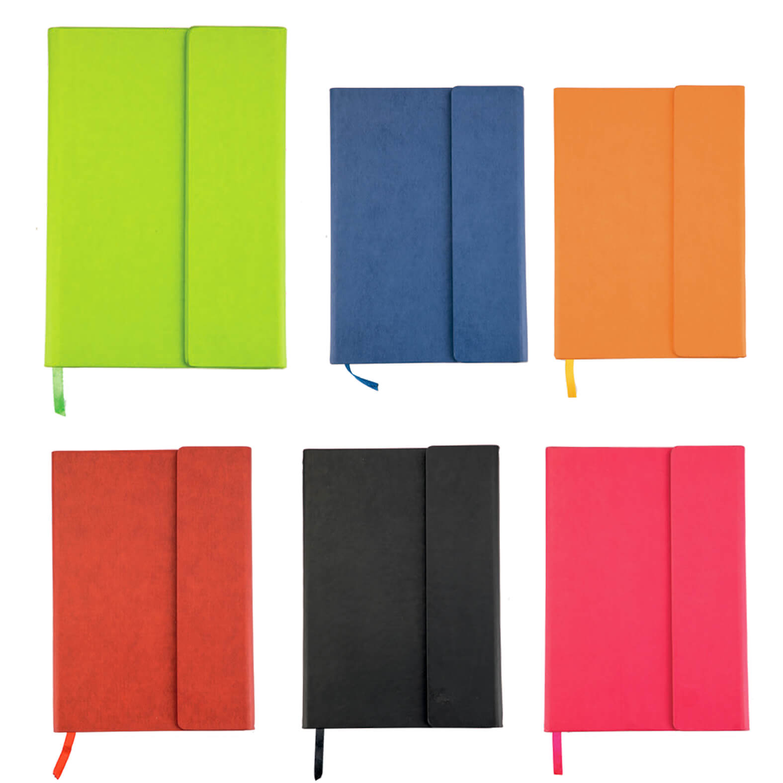 Libreta de poliuretano con broche magnético y separador. Con 90 hojas rayadas. AZUL