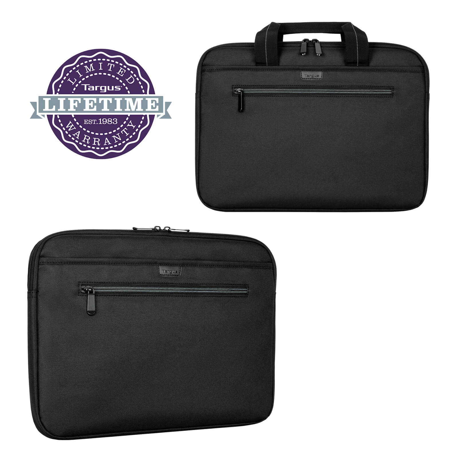 Maletín de 4 compartimentos: 1 compartimento principal, 2 frontales y 1 trasero. Incluye 2 asas superiores. NEGRO