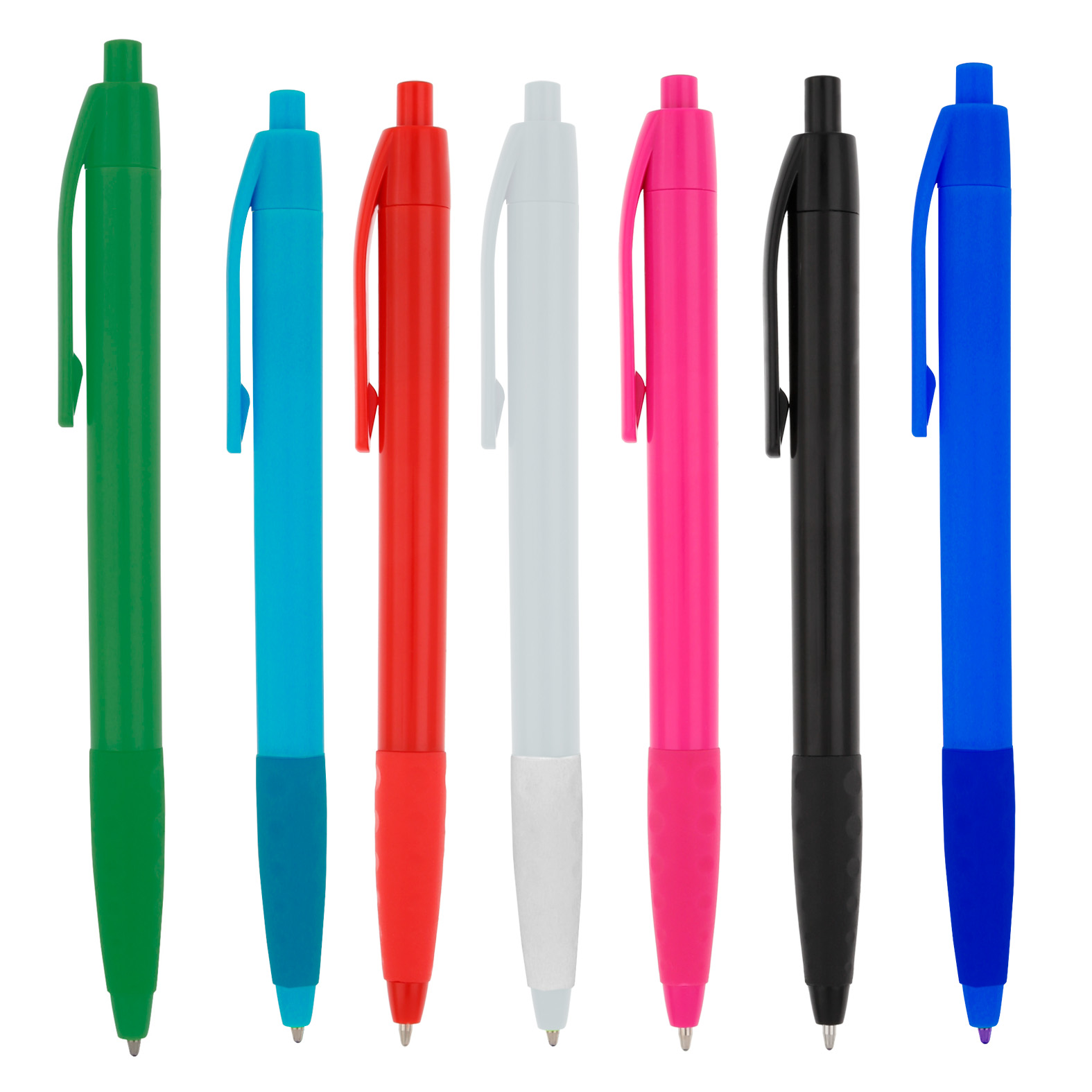 Bolígrafo de plástico de color sólido, con clip, textura y mecanismo de click. AZUL