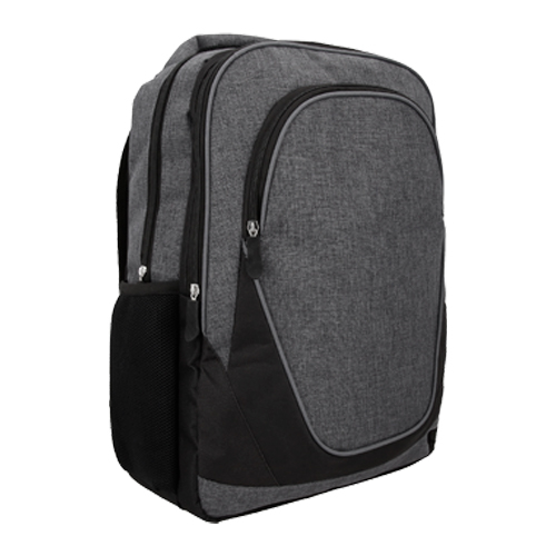 Mochila de 3 compartimentos con respaldo y correas ajustables acolchonados y dos mallas laterales. GRIS