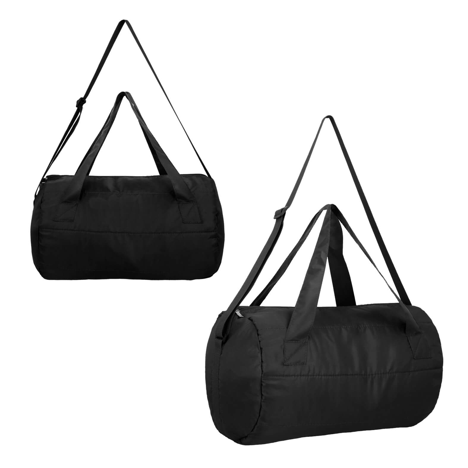 Maleta deportiva de 1 compartimento con bolsa frontal, bolsa lateral de cierre, asas, fuelle de 27 cm y correa ajustable. NEGRO