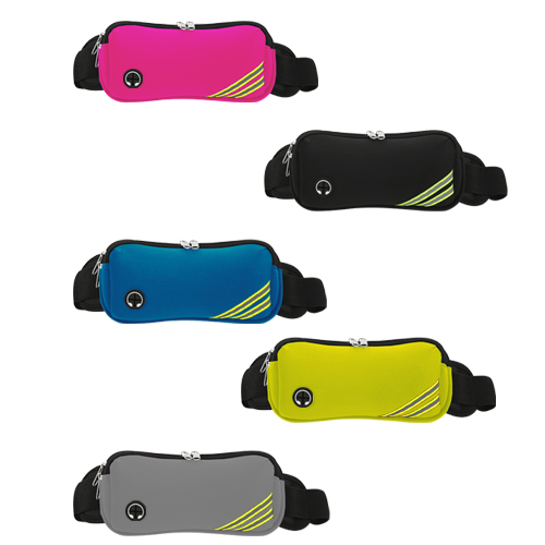 Cangurera deportiva con 2 compartimentos, doble cierre, cinturón ajustable y salida para audífonos. AMARILLO