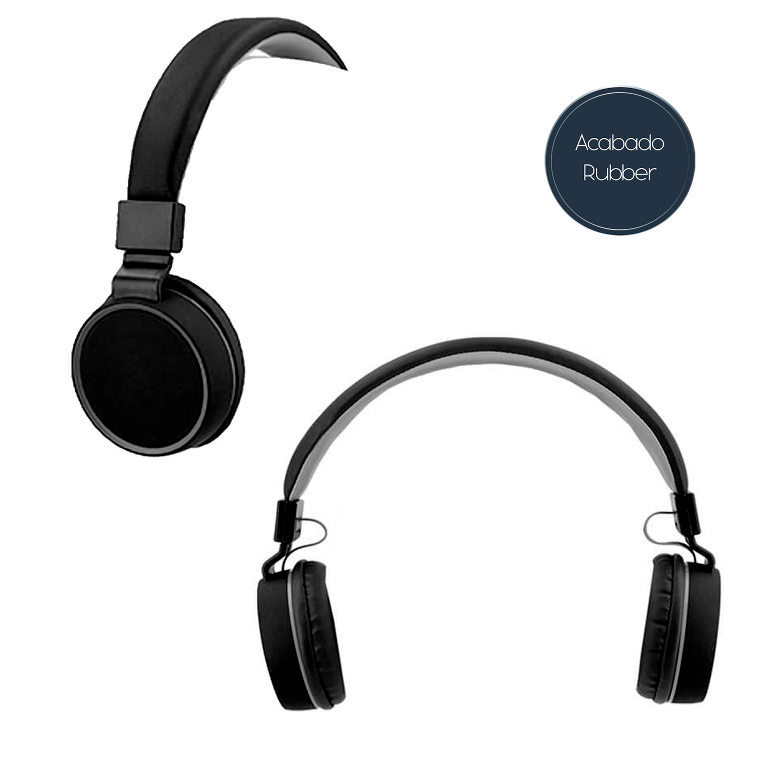 Audífonos plegables en acabado rubber con conexión de 3.5 mm. NEGRO