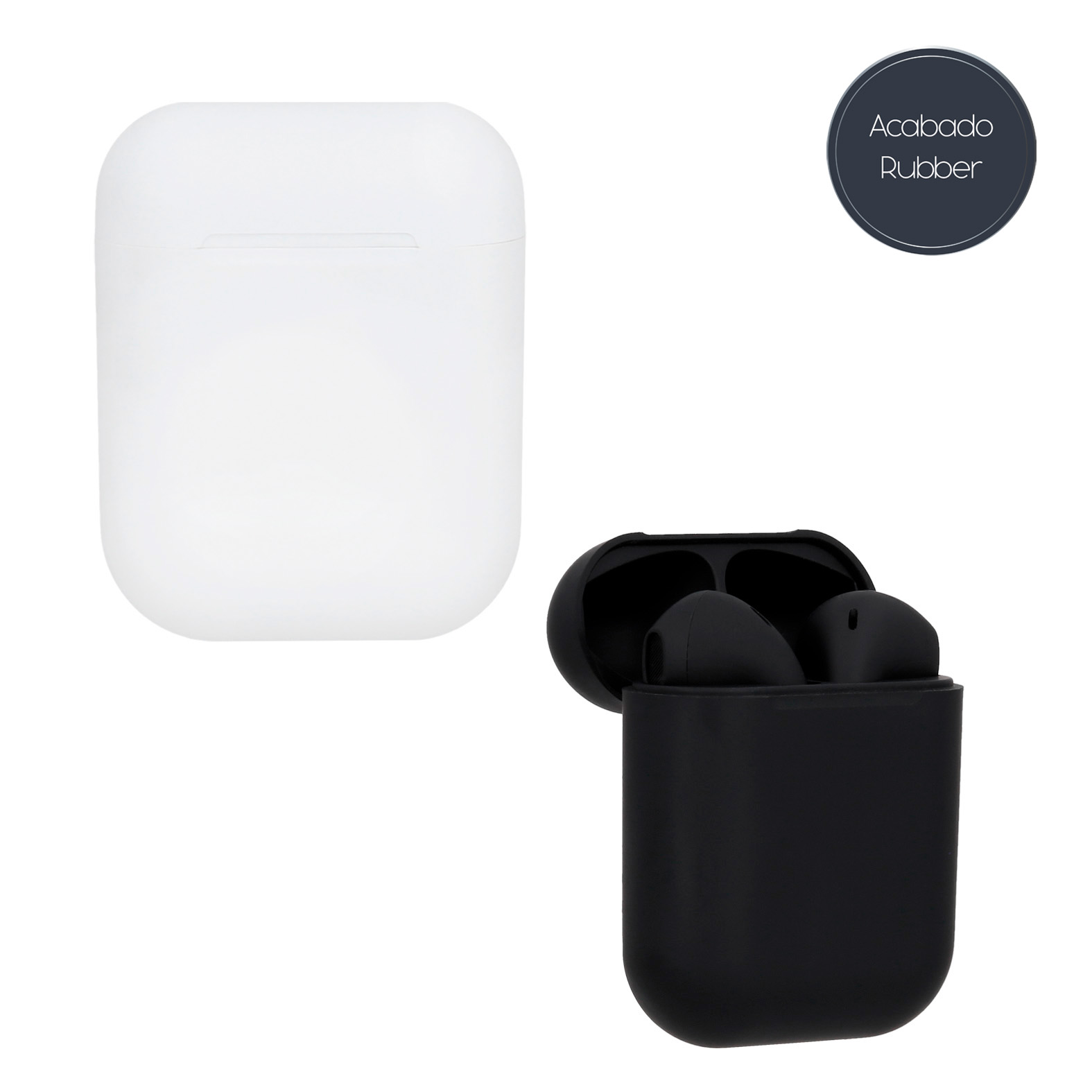 Audífonos inalámbricos con acabado rubber, batería recargable y mecanismo touch. Incluye cable de carga tipo C. BLANCO