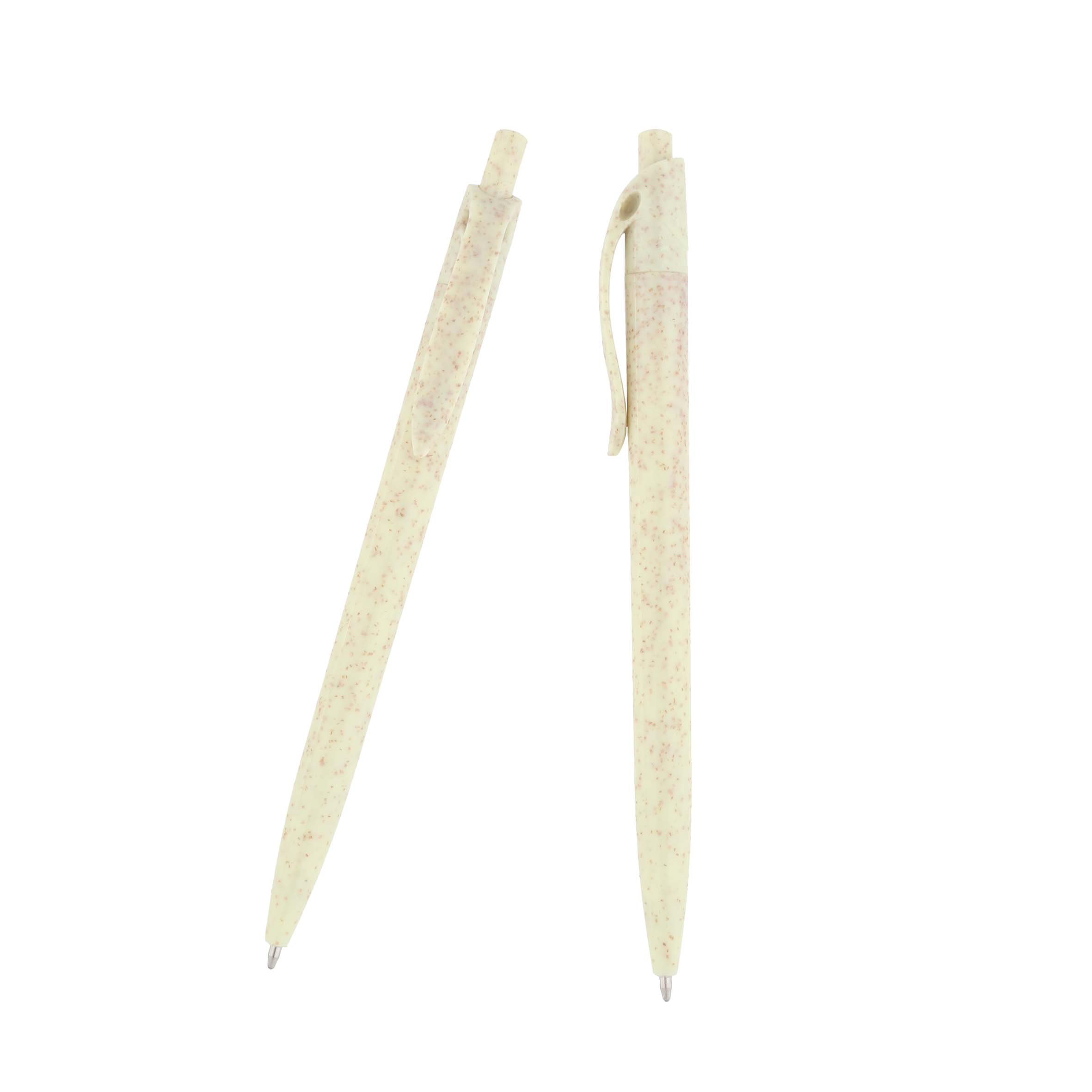 Bolígrafo de wheat straw (fibra de trigo) con clip y mecanismo retráctil. NATURAL