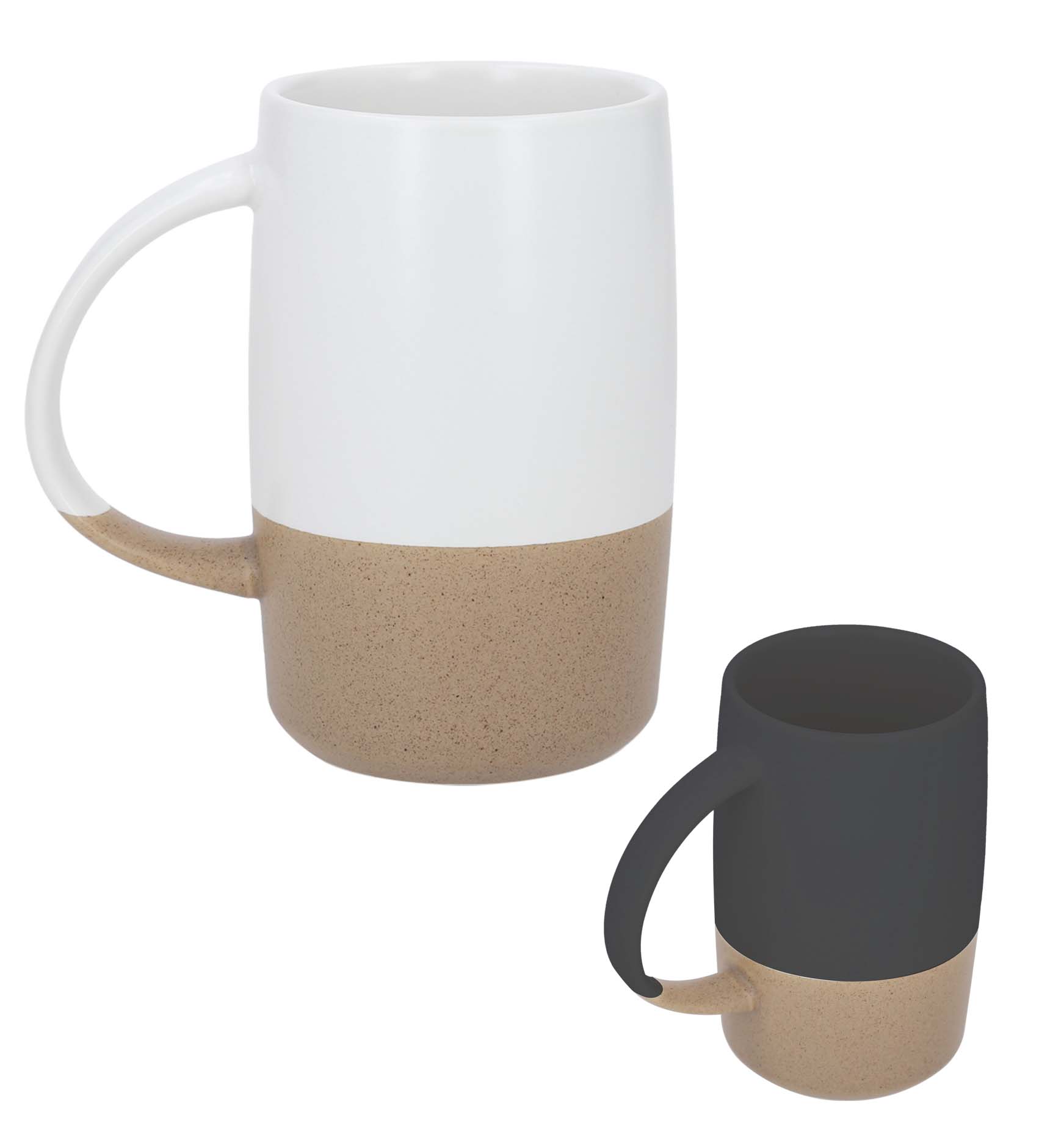 Taza de céramica bicolor, con parte inferior texturizada. BLANCO