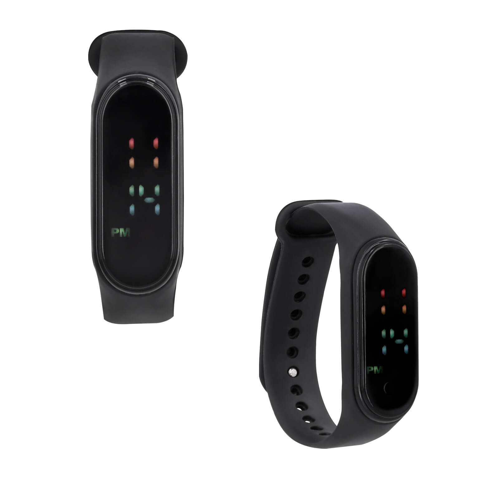 Reloj electrónico LED de pantalla táctil, con correa de silicona. NEGRO