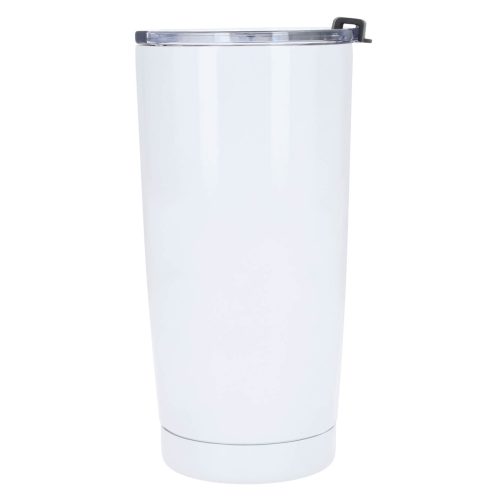 Termo sublimable con doble pared de acero inoxidable insulado al vacío. Incluye tapa de cierre a presión transparente. BLANCO