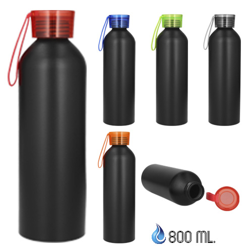 Cilindro de acero inoxidable, con tapa de plástico traslúcida enroscable y correa de silicón. (El stock de la base se maneja por separado). AZUL