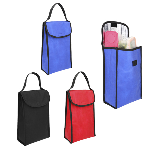 Lonchera de non woven con interior térmico, broche de velcro y asa. AZUL