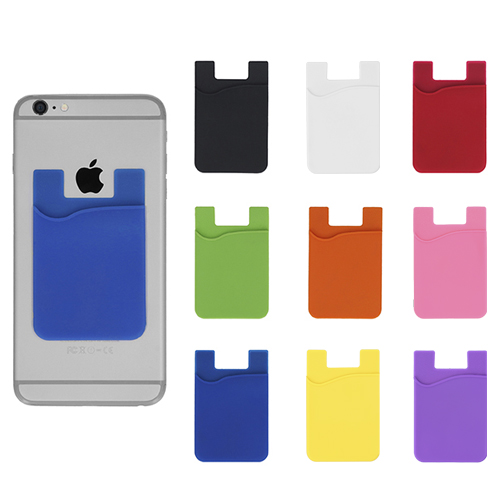 Tarjetero universal de silicón para celular. AMARILLO