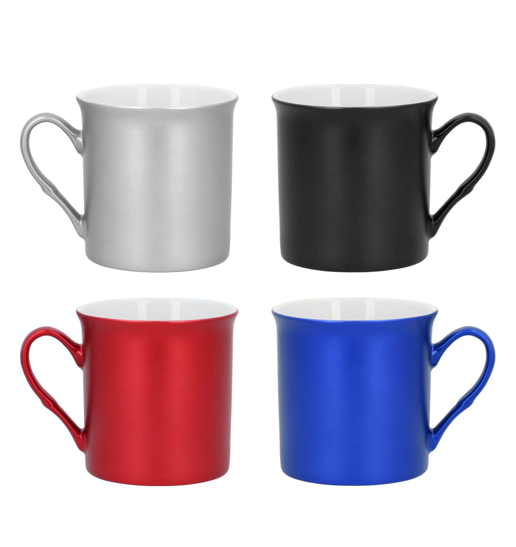 Taza de cerámica con asa y acabado metalizado. AZUL