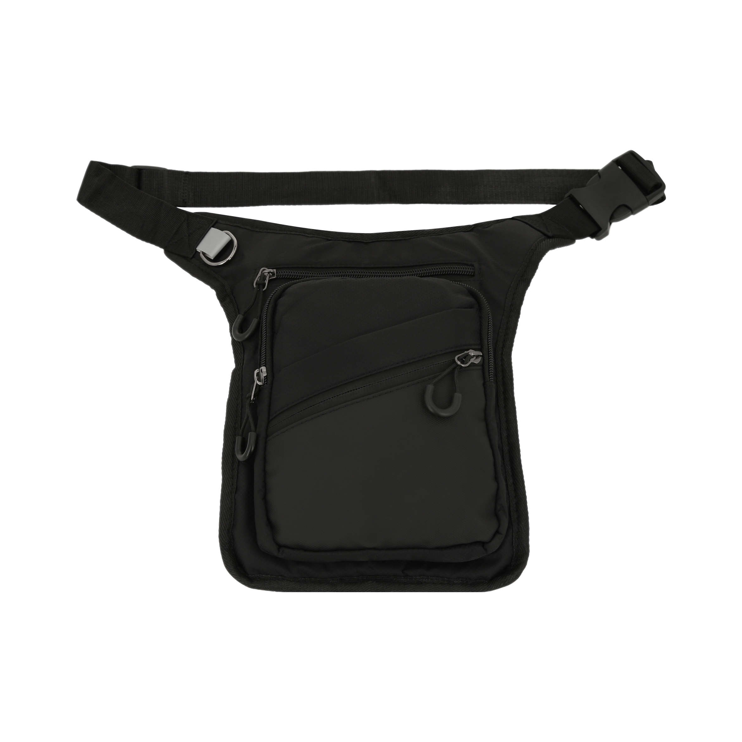 Bolsa de hombro de 4 compartimentos, cuenta con un compartimento principal, 3 frontales y correa ajustable. NEGRO