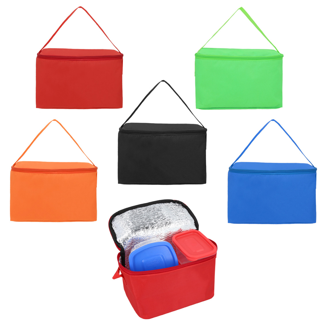 Lonchera con interior térmico y asa. AZUL