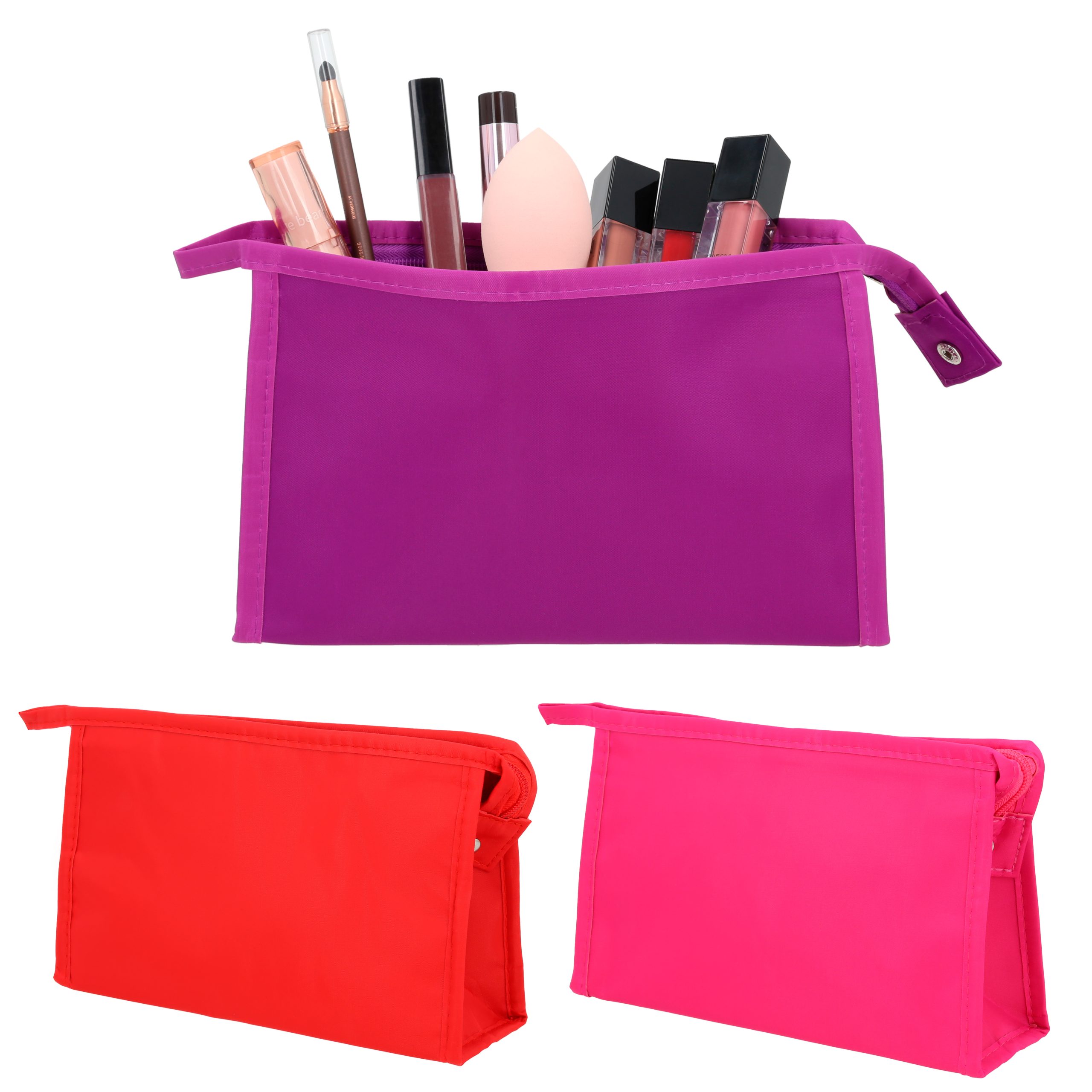 Cosmetiquera de poliéster con cierre superior, bolsa interior y dos compartimentos. MORADO