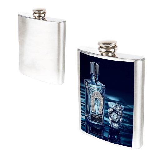 Licorera sublimable de acero inoxidable con tapa enroscable. PLATA