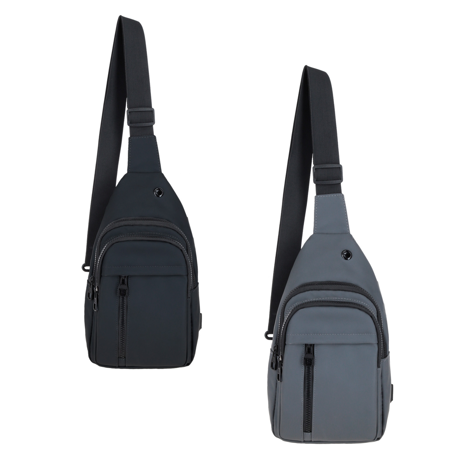 Bolsa de hombro con 1 compartimento principal y bolsa interior, además de 2 compartimentos frontales y correa ajustable. GRIS