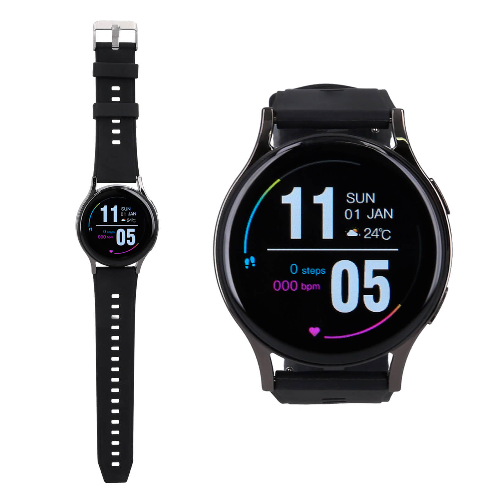Smartwatch multifuncional, cuenta con más de 20 funciones entre las que destacan, llamadas de entrada y salida, notificaciones de redes sociales, sms, sensor deportivo, frecuencia cardiaca, presión arterial y oxígeno. Incluye cable de carga. NEGRO
