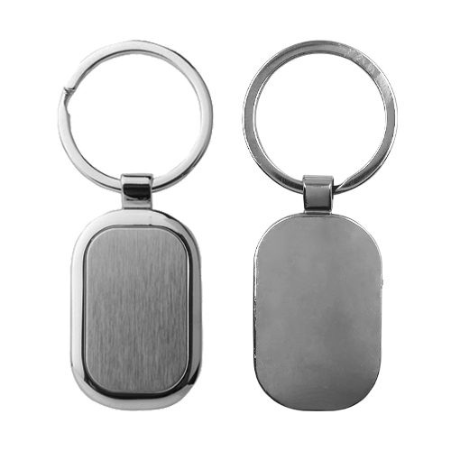 Llavero metálico ovalado. PLATA