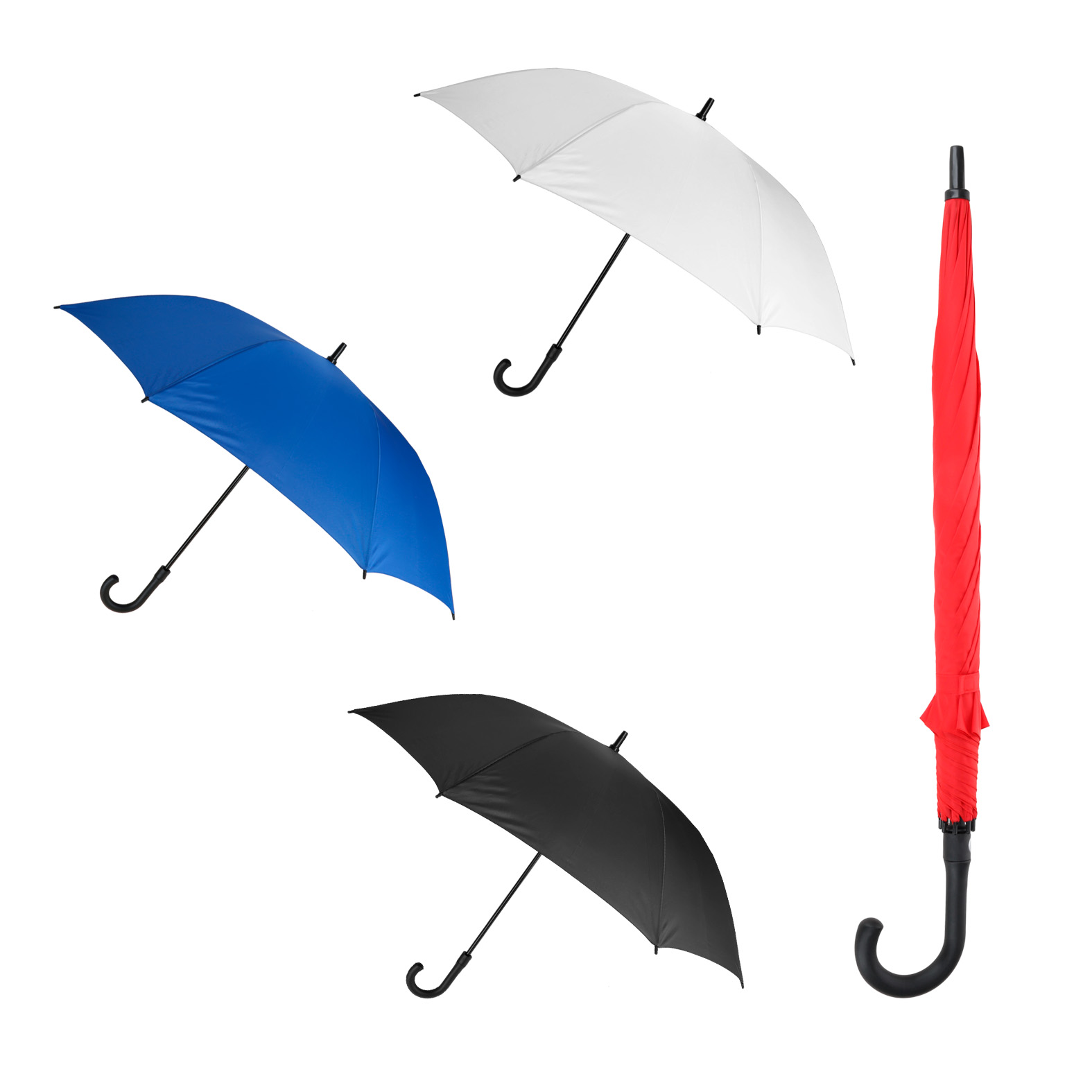 Paraguas de pongee con apertura automática, 8 gajos, mango de plástico y cinta con velcro. AZUL