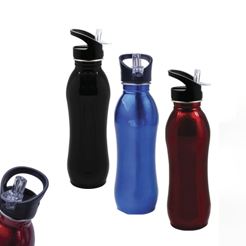 Cilindro de acero inoxidable con boquilla y popote. (No incluye caja individual). AZUL